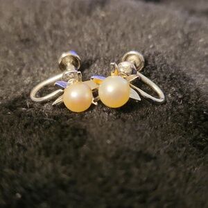 Elegant Silver Pearl Earrings